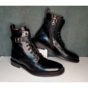 George Brown Bilt Italian Made Black Strap Combat Style Boots EU 43 US 9.5